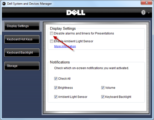 keyboard backlight settings dell